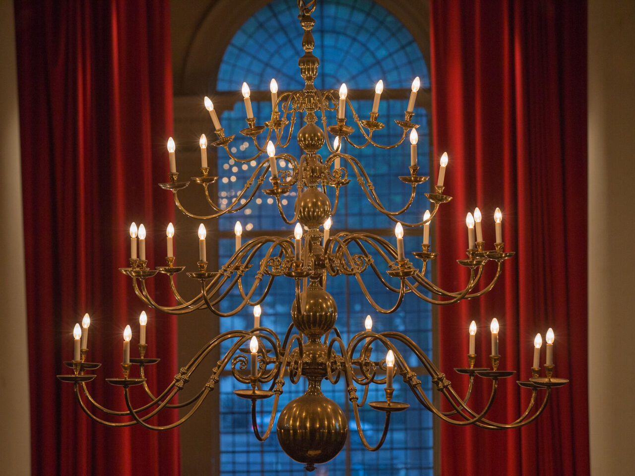 Large brass chandelier