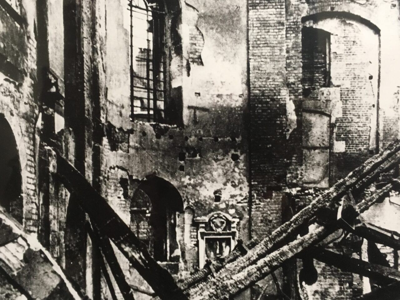 Damage to the building following the Blitz